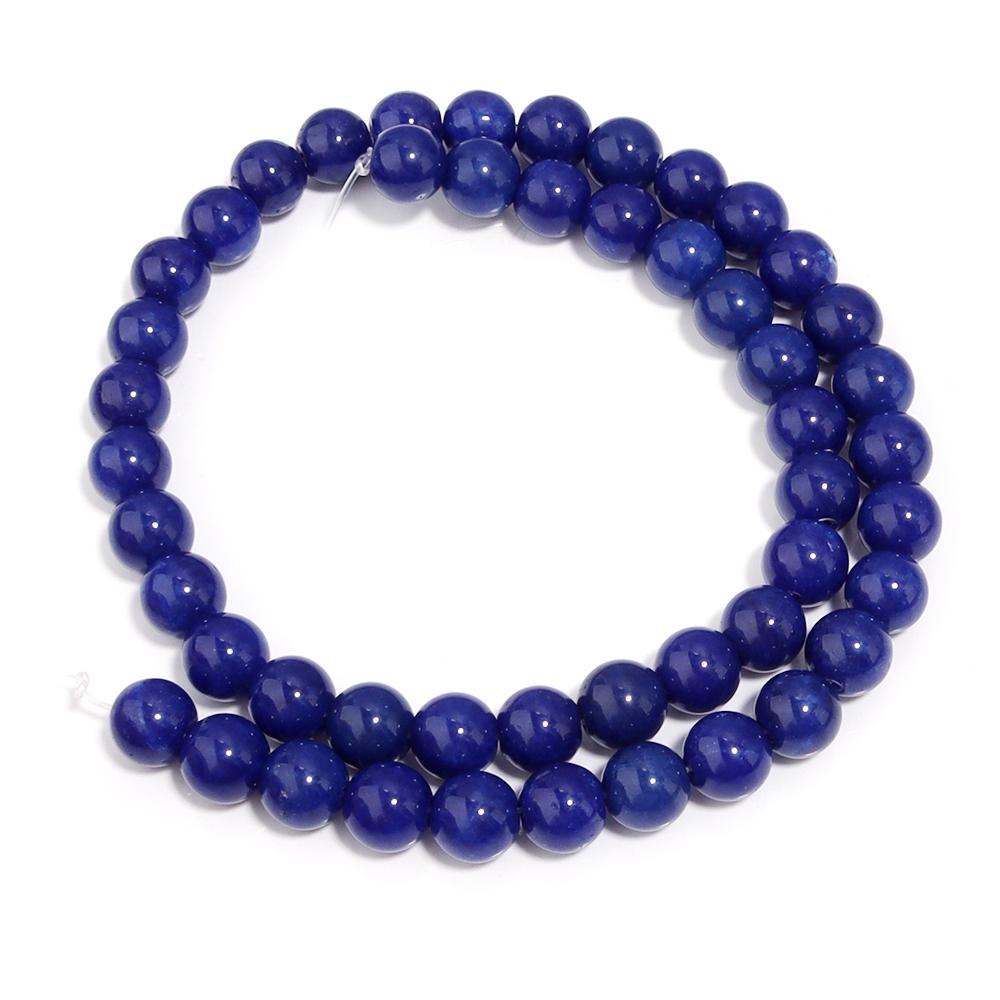 Natural Chalcedony Stone Beads Dark Blue Round Loose Spacer Jades Stone Beads For Jewelry Making Bracelets Necklace Accessories