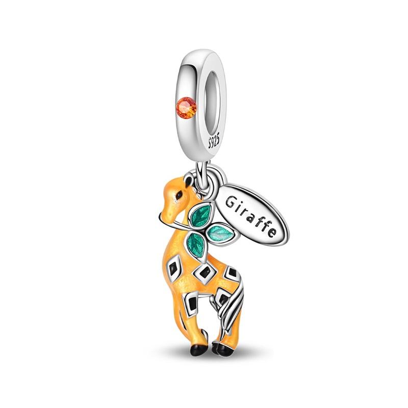 Lnlaid With Zircon Crown Charm Beads Copper Pink Robot Poodle Dangle For Original Braceletccharms Pendant Jewelry