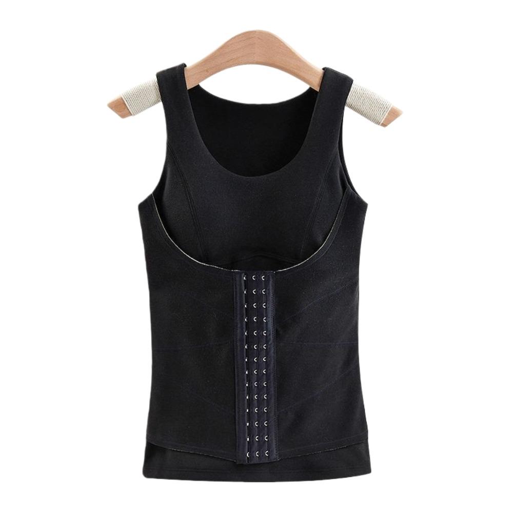 Shaping Waistband Postpartum Body Shaper Sleeveless Winter Suspender Vest Warm 4XL чёрный