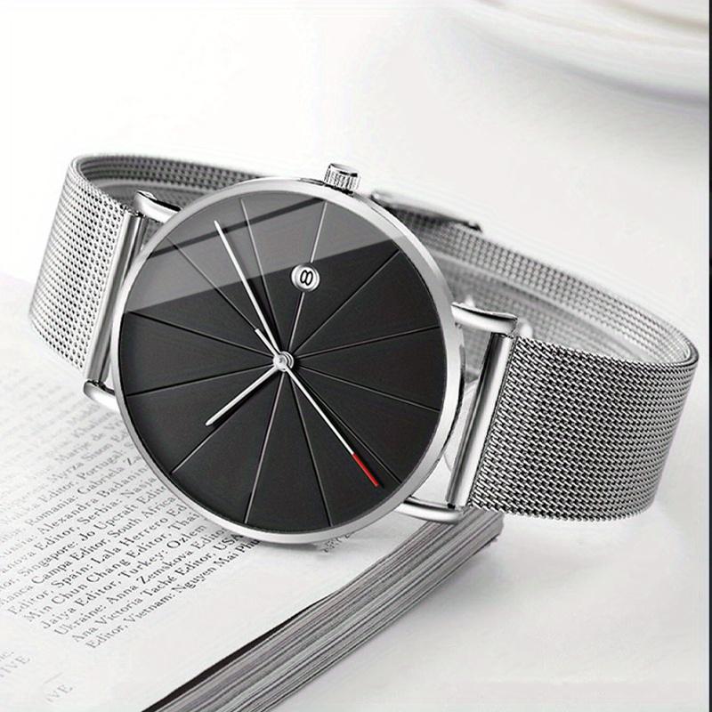 2 STÜCKE Set Mode Herren Kalender Uhren Luxus Männlichen Edelstahl Quarz Armbanduhr Uhr Männer Armband Armbanduhr & Armband