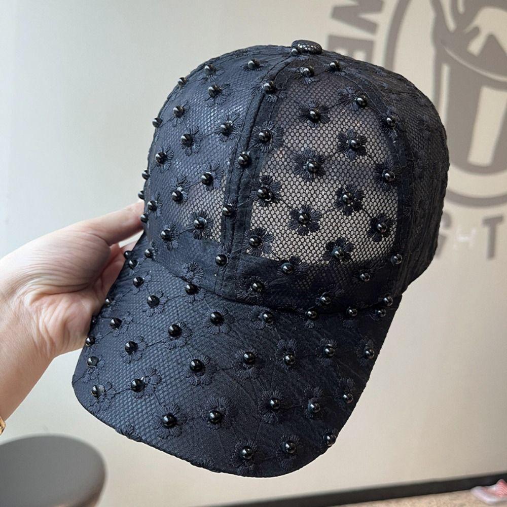 Embroidery Embroidered Flower Baseball Hat Breathable Mesh Peaked Hat Fashion Visors Cap Girls