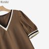 ZANZEA Abito estivo casual da donna con scollo a V e maniche corte