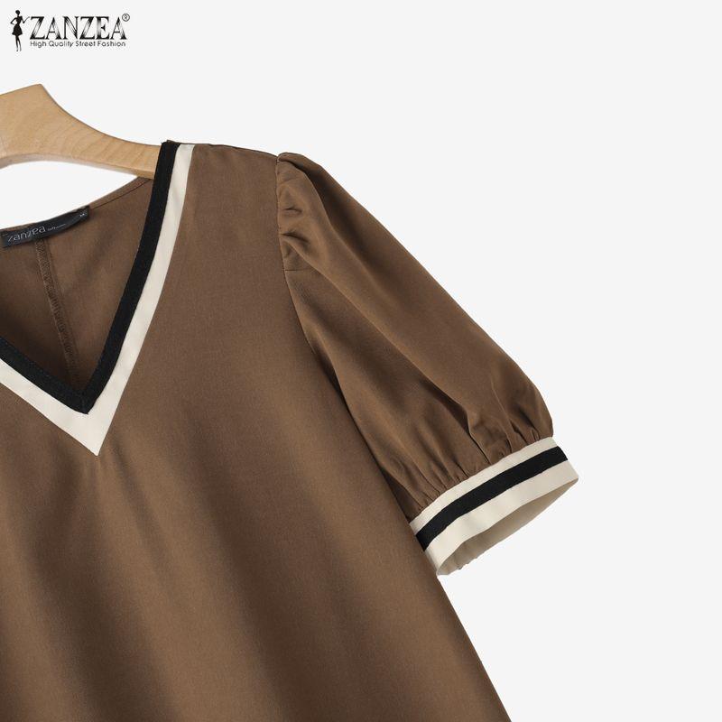 ZANZEA Abito estivo casual da donna con scollo a V e maniche corte
