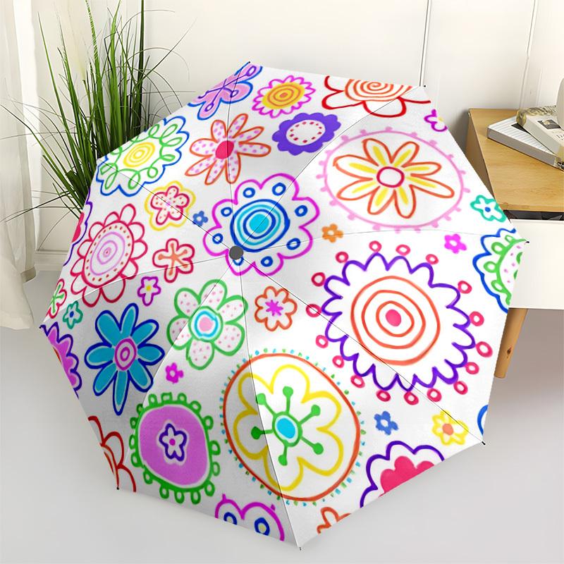 1pc Floral Mandala Automatic Opening/Closing Folding Umbrella with 8 Ribs,Windproof Portable Sunshade Umbrella Holiday gift yy260401046