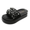 Fashion Luxury Rhinestone Slippers Woman Muffins Shoes Height Increased Slides Flats Platform Sandals Open Toe Babouche Ladies Flipflops