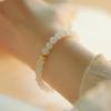 Hetian white jade bracelet for women, niche design, round bead jewelry, new light luxury high-end feel bracelet