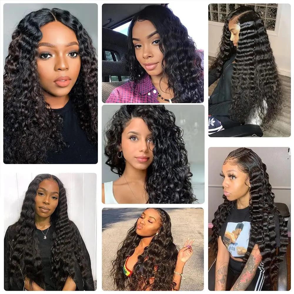 Extensii de Păr Deep Wave cu Benzi Adezive Păr Uman Brazilian 100% Adezive Extensii cu Benzi Adezive Ondulate Păr Uman Negru Natural Pentru Femei