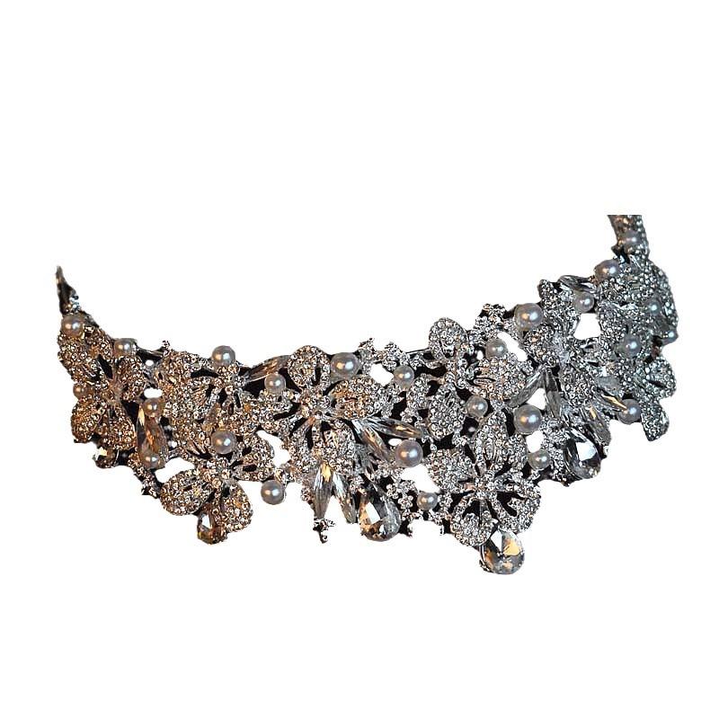 New Pearl Bridal Style Main Wedding Dress Crown Headpiece Super Fairy Birthday Party Crown Retro Evening Dress Hair Accessories