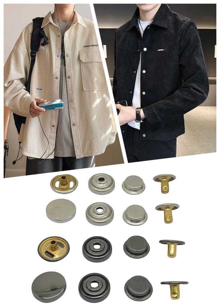 501# 15MM Brass Metal Snap Buttons Buckle High Quality Shank Style with Plating Technique for Clothes