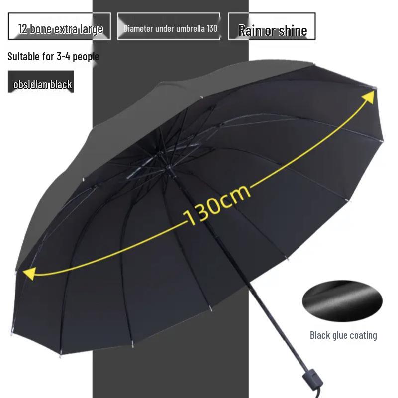 

Очень большой зонт с 12 спицами двойного назначения с черным виниловым покрытием - Высококлассный бизнес-зонт с возможностью нанесения логотипа
