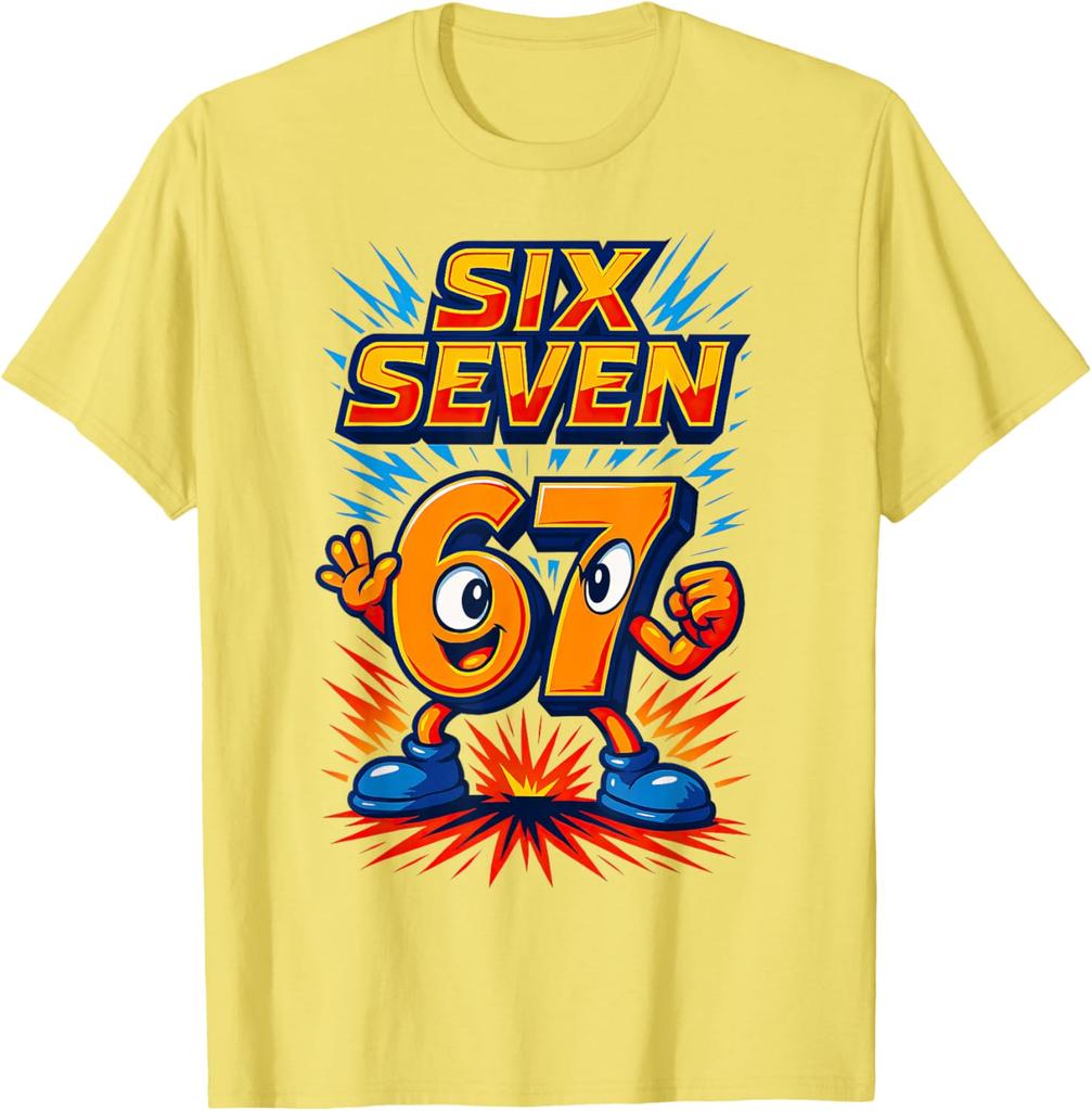 Modna Koszulka Dziecięca z Nadrukiem 67 Lato Krótki Rękaw Harajuku Streetwear Outdoor Casual Ubrania dla Chłopców Koszulka Koszulki dla Dziewczynek Top