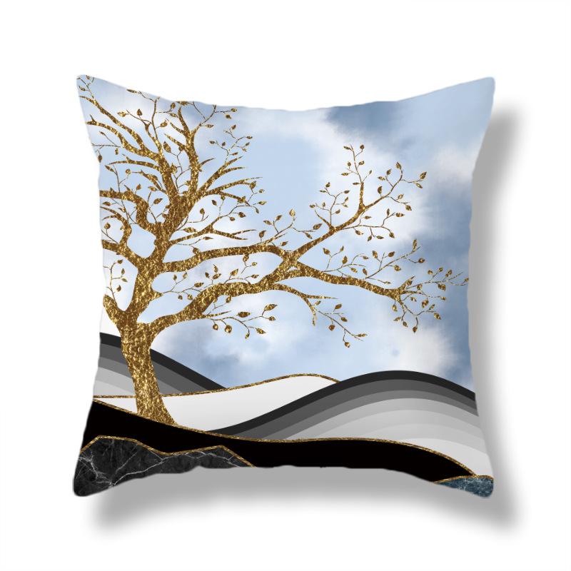 45X45CM Creative Hand-painted Natural Scenery Cushion Cover Sofa Office Seat Cushion Cover Creative Ornaments Home Decoration