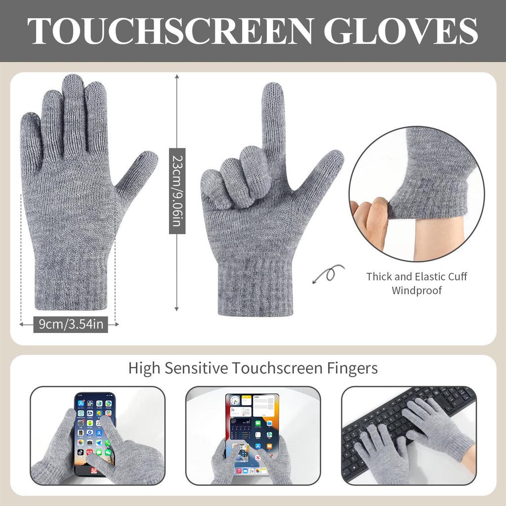 Women's Winter Knit Hat, Scarf, and Gloves Set - Double Layer Fleece Lined for Warmth