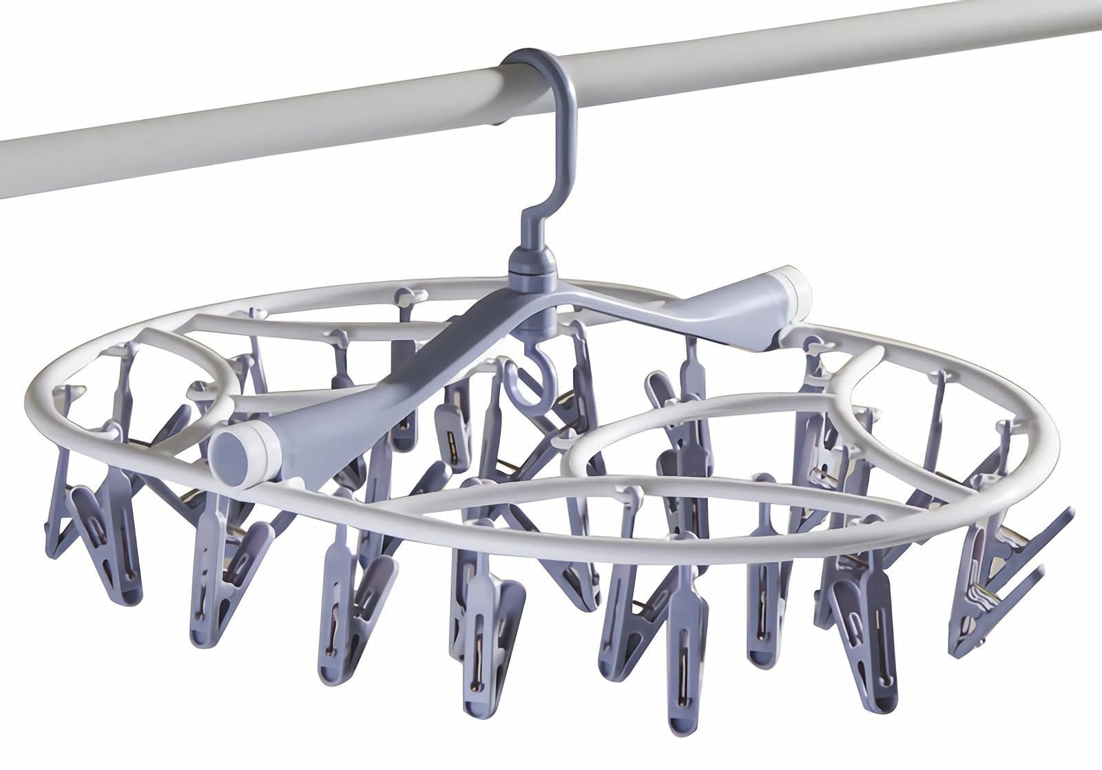 

ХОСУР Складная сушилка для одежды маленькая с соединяющимся и вращающимся дизайном, вешалка на 32 прищепки, складная, предметы, крючки, многоцелевое хранение,