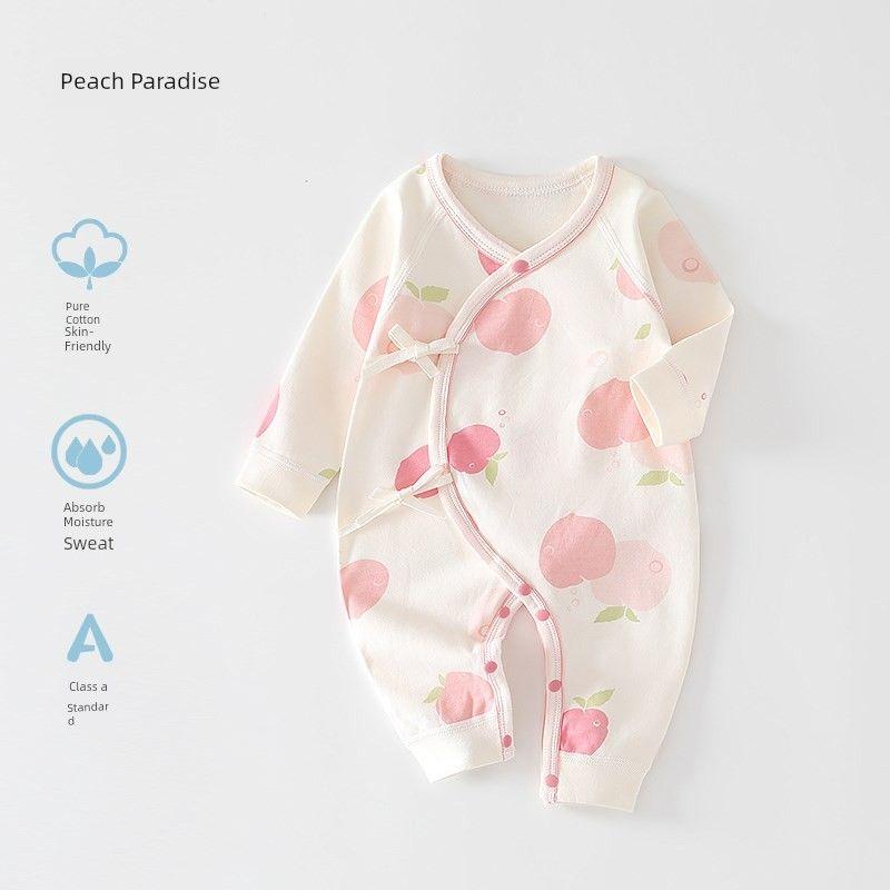 

Baby Clothes, Class a Pure Cotton, Spring and Autumn Tie-Waist Belly-Protecting Butterfly Romper, Baby One-Piece Crawling Suit, All-Season Style Peach Paradise Butterfly Outfit 59