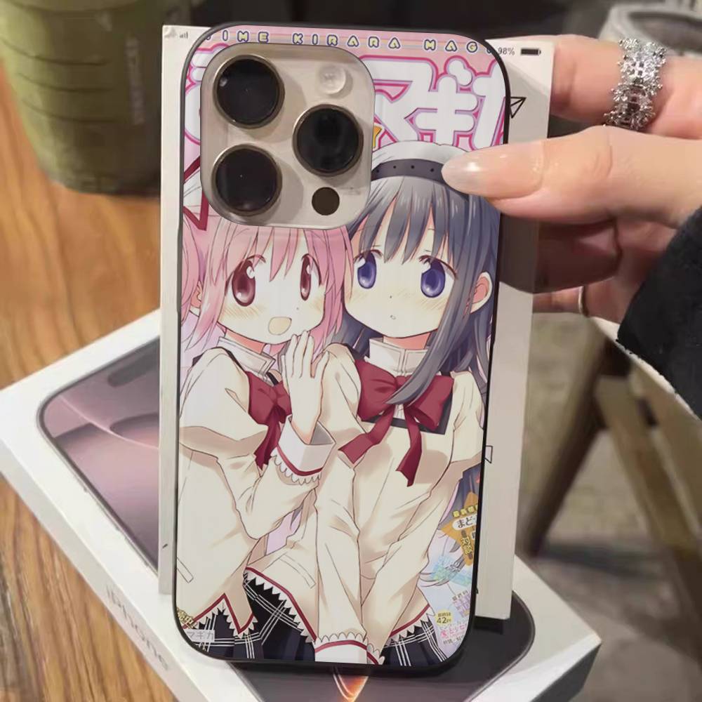 Cute Anime Puella Magi Madoka Magica For Phone 17 16 15 14 13 12 11 Pro Max Plus Pro Air Phone Case Corrugated Stripe Back Cover