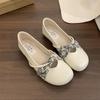 Retro round head shallow mouth single shoes women's spring new ballet Mary Jane shoes casual soft leather flat bottom