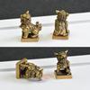 Antique Bronze 1 Pair Lions Seal Desktop Ornaments Copper Animal Miniature Figurine Lucky Brass Lion Statue Feng Shui Decoration