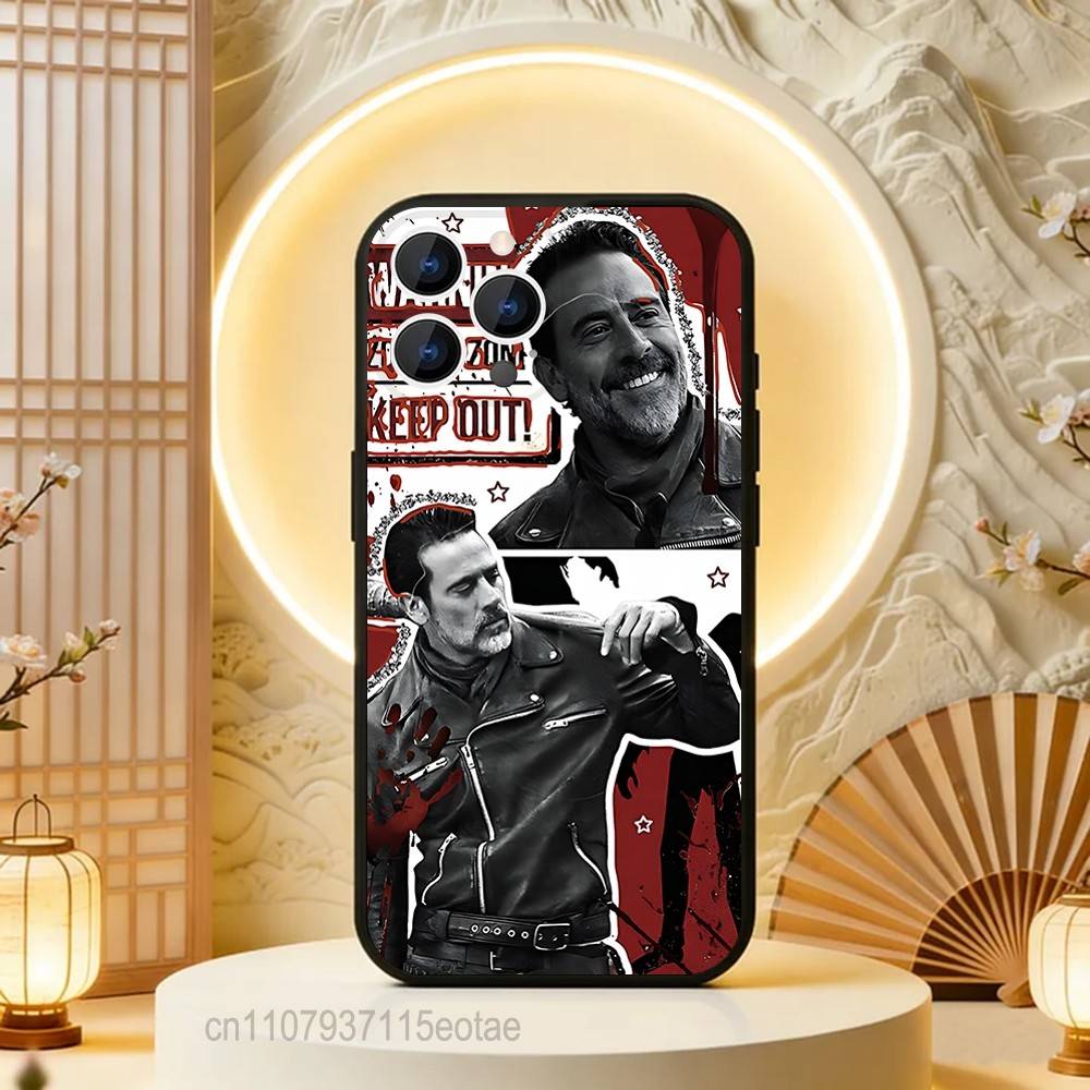 TWD Walking Dead Character Phone Case Silicone Soft For IPhone 16,17,15,11,13,12,14,Mini,Pro,Max,Plus,Air,E Black