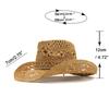 Cappello da Sole Estivo in Paglia Intrecciata a Tesa Larga Riccio Fatto a Mano Stile Cowboy Occidentale Protezione Solare Stile Coreano