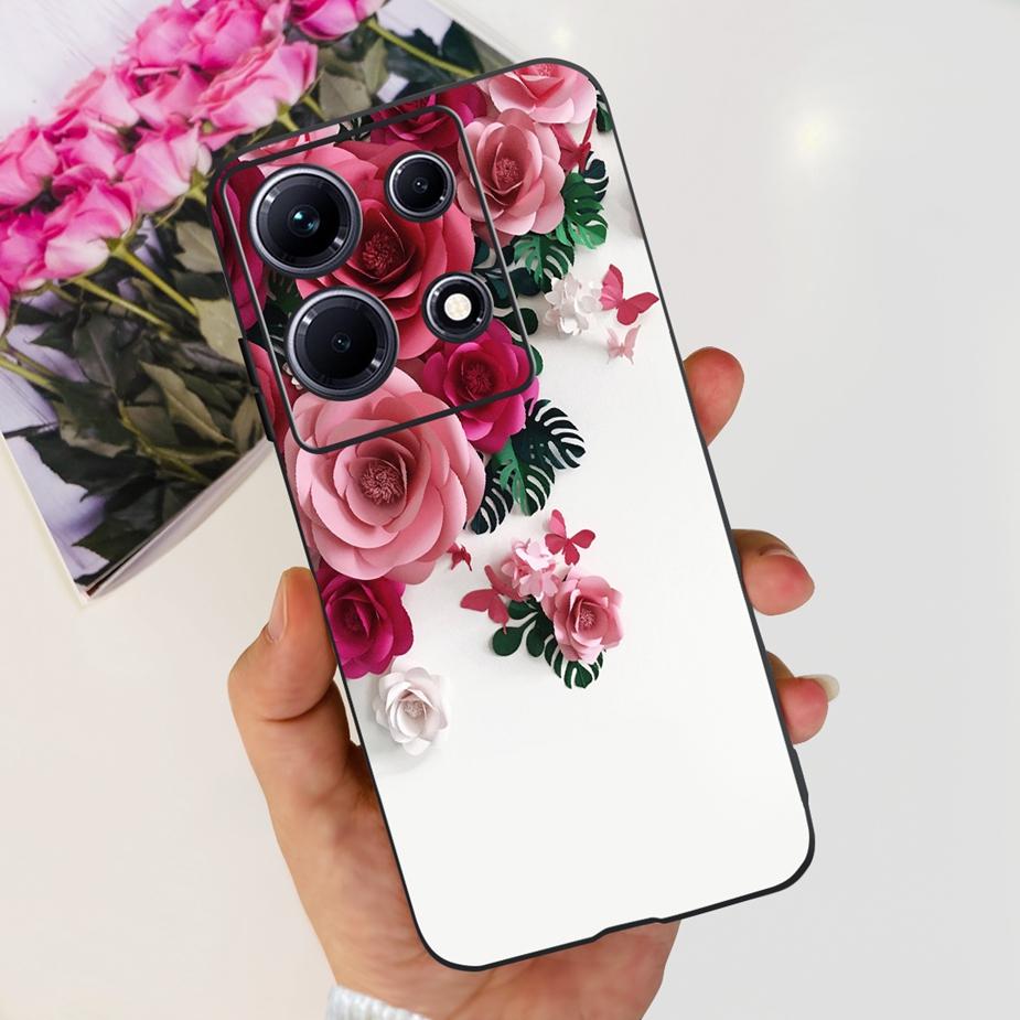 For Infinix Note 30i Case X6716 Stylish Cat Flowers Painted Cover Soft Silicone Phone Case For Infinix Note 30 Pro Note30 Bumper