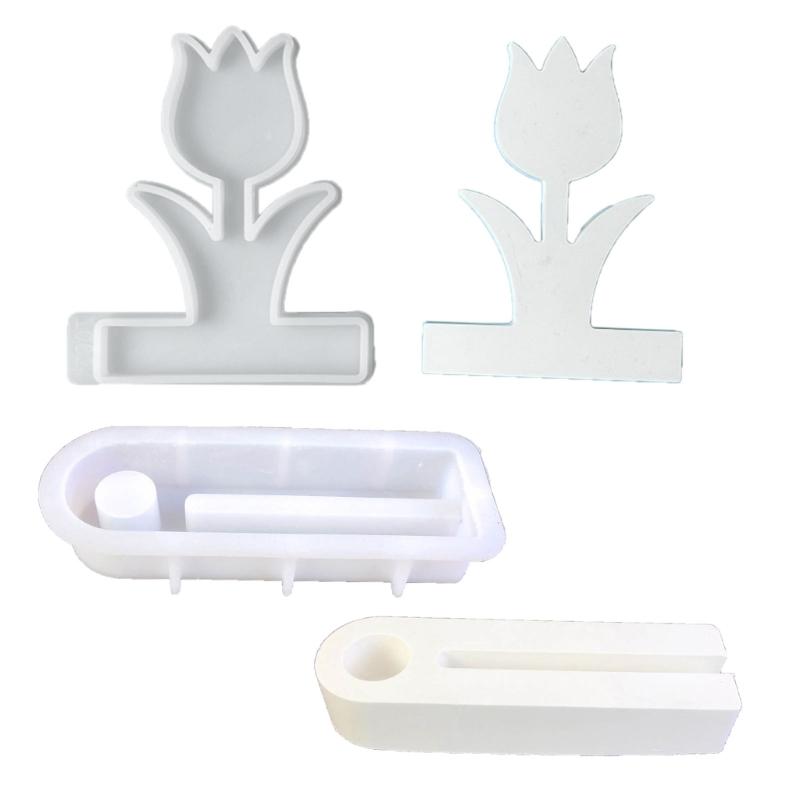 Tulips Candle Holder Resins Moulds Flower Candlesticks Castings Molds Candle Holder Silicone Molds Table Decorations