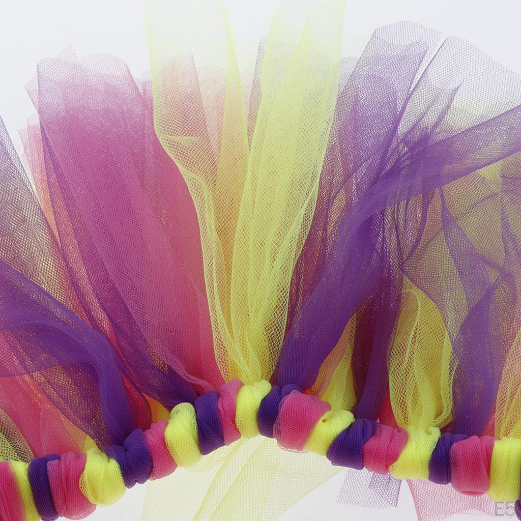 Layered Ballet Tulle Rainbow Skirt for Little Girls Dress Up with Mermaid Headband Hair Band Cosplay