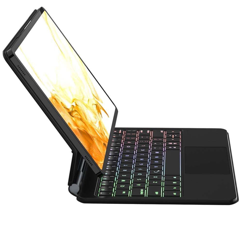 

Магнитный чехол-клавиатура для Galaxy Tab S10 FE S9 FE Tab S9 с тачпадом и встроенным магнитом, совместимый с Galaxy S8 S7 / 10,9 / 11 , с подсветкой, чёрный