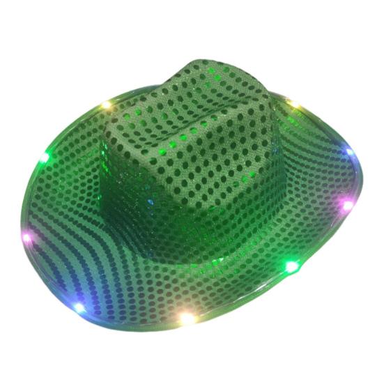 LED Light-Up Cowboy Hat Retro Western Style Luminous 9 Color Available Christmas Party Nightclubs