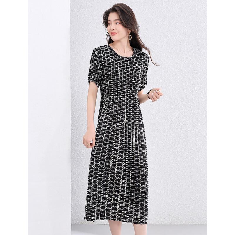 ORIGIN Women s Black Printed Pleated Maxi Dress M