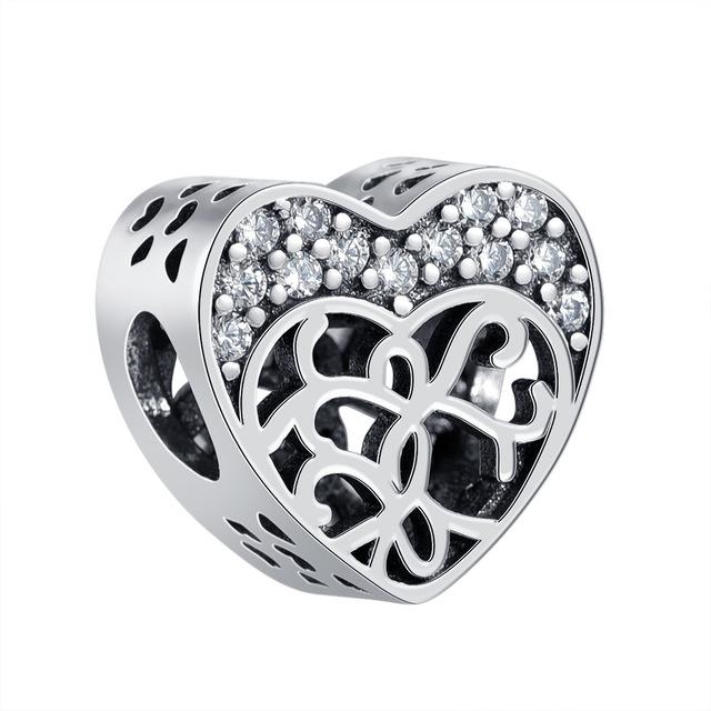 New Copper Hollowed-Out Heart-Shaped Beads Charm Of Chain Bead Suitable For Original Design Wrist Bracelet Accessories Do-It-Yourself Women Jewelry