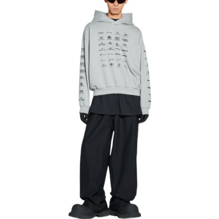Balenciaga Archives Logos Hoodie 'Light Grey' Unisex 726241TNVQ81342