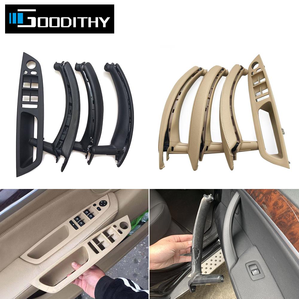 LHD RHD Car Interior Armrest Door Handle Inner Panel Pull Trim Leather Outer Cover Set For BMW X5 X6 E70 E71 E72 2007-2013