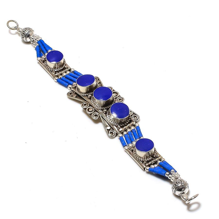 

Natural Lapis Lazuli Gemstone Handmade Bracelet 7-8 j3Z29