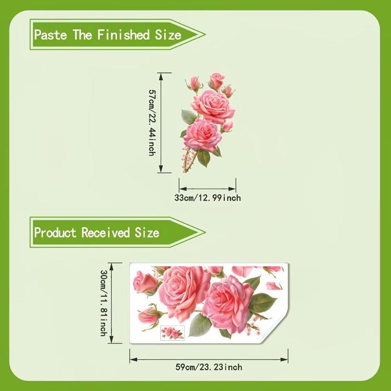 Sunflower Rose Refrigerator Stickers Removable Self Adhesive Cabinet Decals Waterproof for Home Kitchen Wall Design