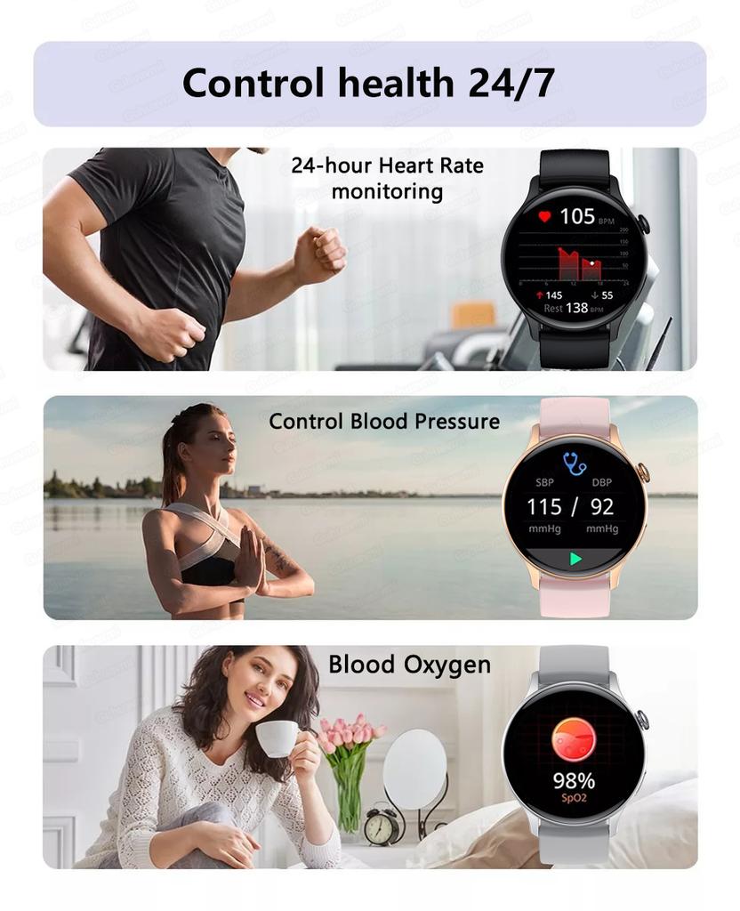 2025 Nové GPS Chytré hodinky Ženy Pravý AMOLED 466*466 HD Displej Sledování zdraví Sportovní NFC Hlas Bluetooth Volání Chytré hodinky Dámské