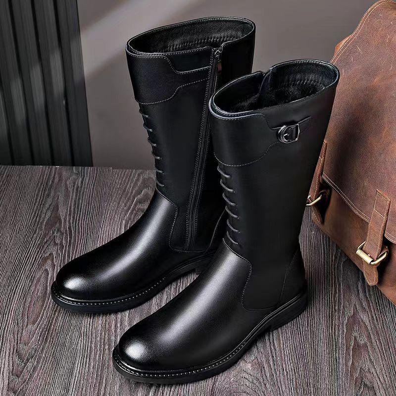 Módní pánské luxusní módní vysoké boty na motorku černé trendy originální kožené boty podzimní zimní jezdecká bota cool long knight botas