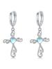 StoryMidir Earrings for 925 Platinum Heart Hoop White Perfect Gift Box Women, Cross, Silver, Finish, Earrings, Moonstone, Small, Hypoallergenic,