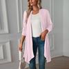Einfarbige leichte Strickjacke mit langen Ärmeln für Damen