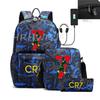 Sports Casual CR7 Backpacks 3pcs Simple Lightweight Capacity Teens Laptop School Bags Women Men Travel USB An-ti Lock Mochilas