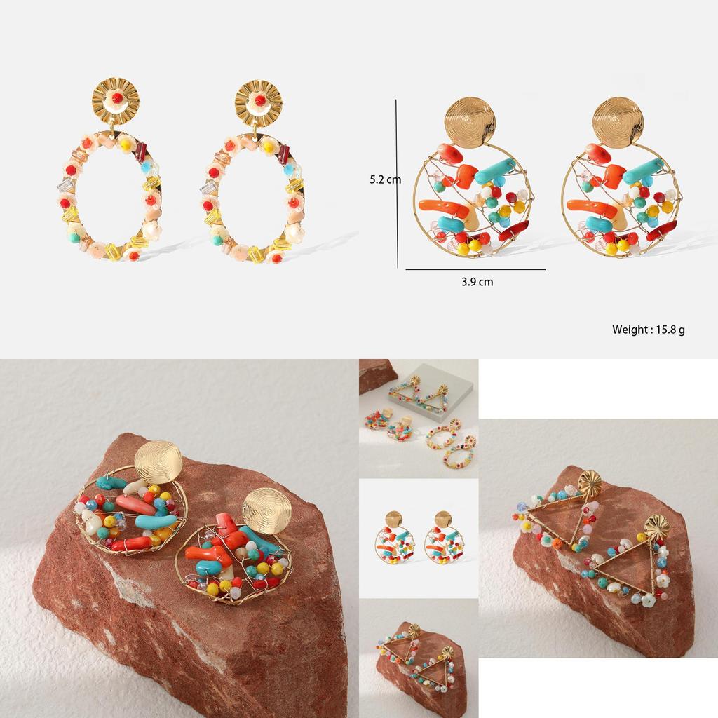 Trendy Alloy Dangle Earrings For Women Fashionable Geometric Shapes Triangle Oval