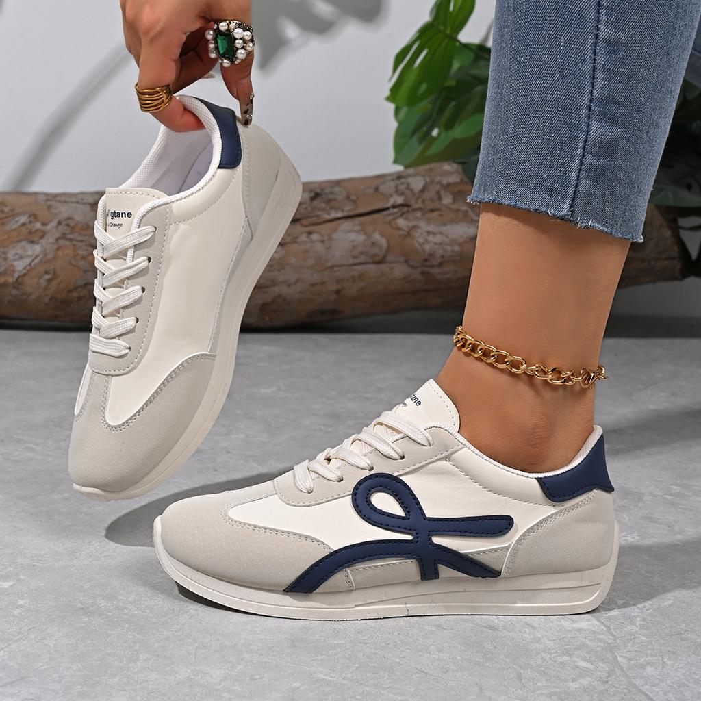 Neue Damen Sportschuhe lässig zum Schnüren Damen modische vulkanisierte Schuhe vielseitige flache Schuhe
