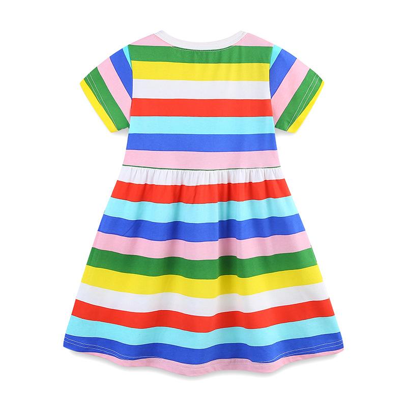 Sommerkleid für Mädchen: Modisches Prinzessinnenkleid mit Regenbogenmuster aus Baumwolle für Kinder