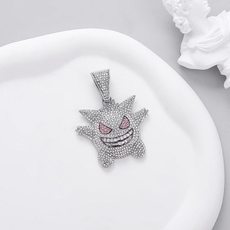 Hiphop Full Diamond Cuban Necklace Hiphop Pokemon Anime Pet Elves Pendant Men's Necklace
