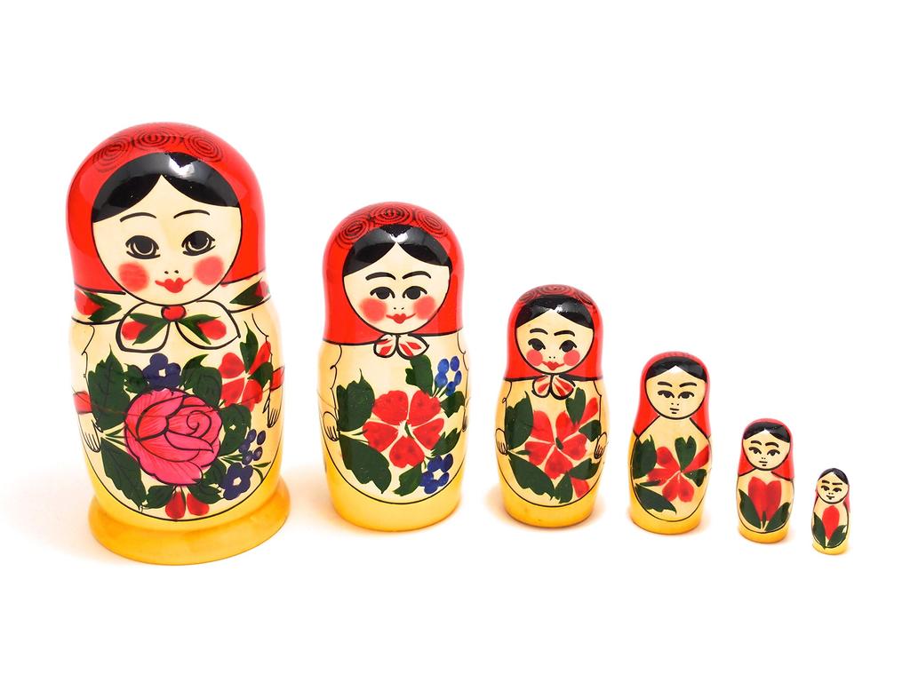 Semenov Matryoshka Set of 6 Traditional Red Patterns [Russian Goods]