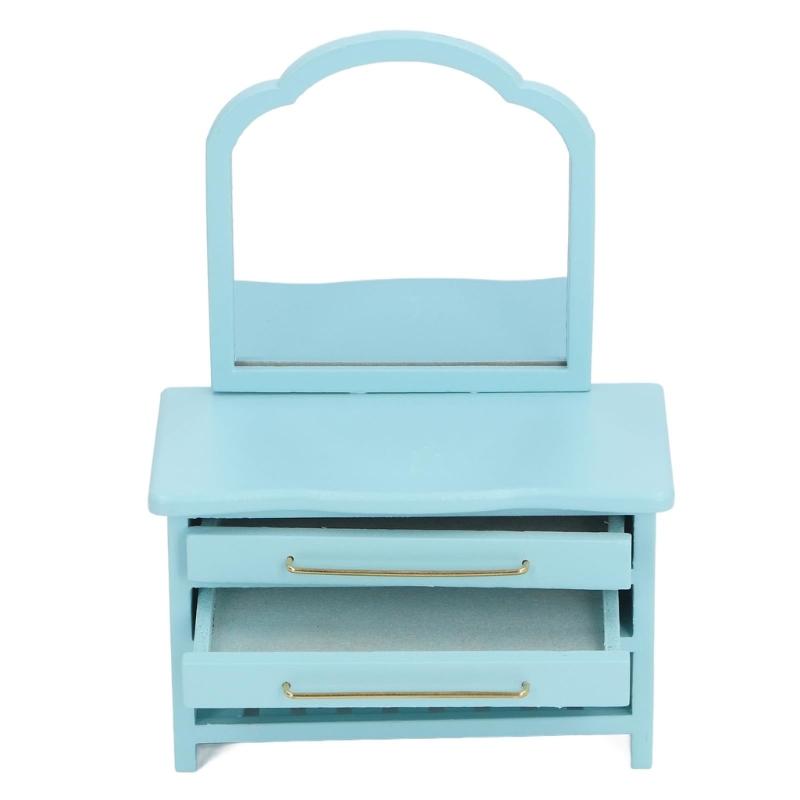 

1/12 Scale Dollhouses Furniture Miniature Dresser Cabinet and Mirror for Bedroom Living Room Scene Displaying Decoration 1