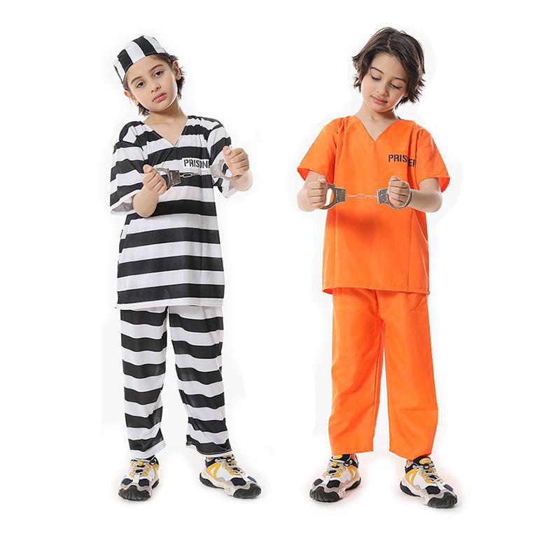 Anime Adult Kid Prison Uniform Cosplay Wardrobe Set Masquerade Party Halloween Performance Stage Costume For Adult Kid