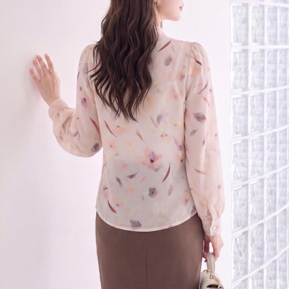 Morris Coming Home Women Print Ribbon Neck Blouse M2602bl607a