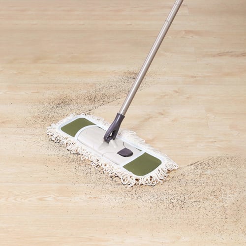 Eyliden Dust Mop with Two Reusable Washable Pads - One-Touch Replacement, Adjustable Height Handle, Wet & Dry Mop for Floor Cleaning, Hardwood, Lamina