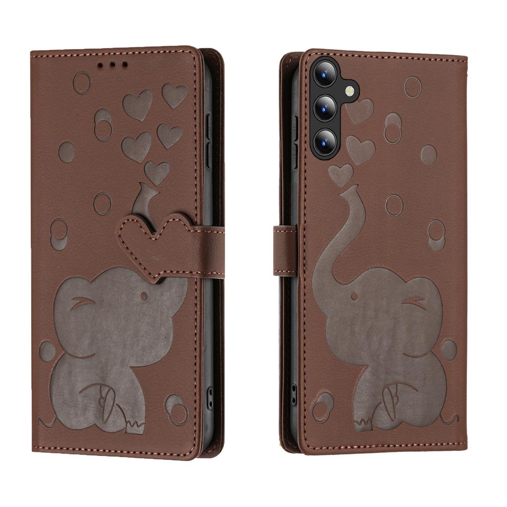 Cartoon Elephant Magnetic Cards Solt Wallet Flip Case For Samsung S25 Ultra S24 Plus S23 S22 A16 A26 A36 Stand Book Pocket Cover
